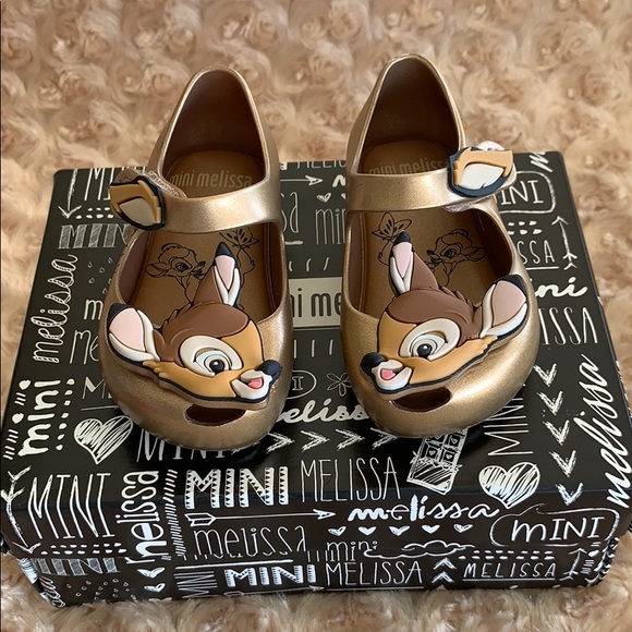mini melissa gold shoes